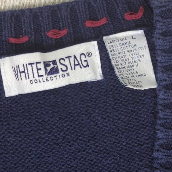 White Stag Womens Size Large Crocheted Embroidered Vest Floral Pattern Blue - Picture 7 of 8